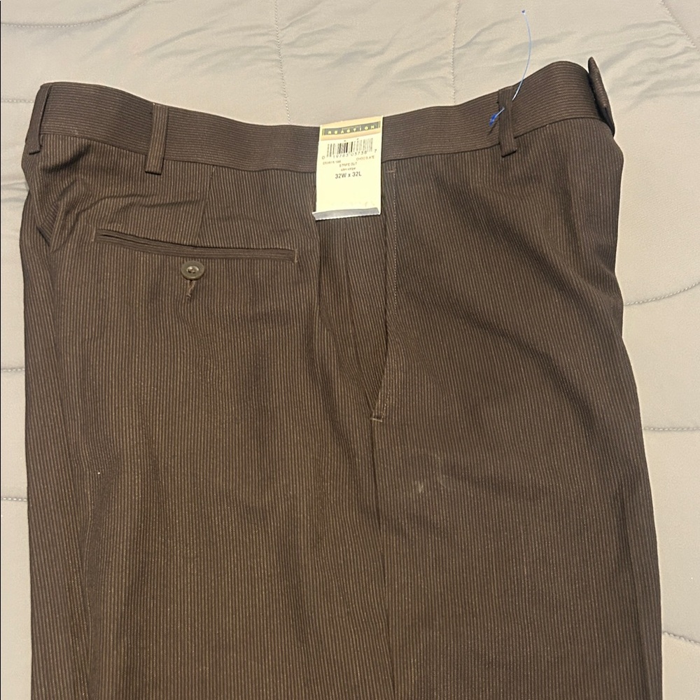 Kenneth Cole Dark Brown Pinstripe Dress Pants NWT